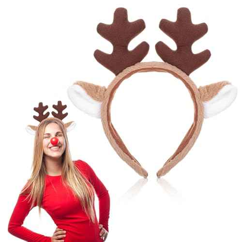 Deer Antlers Headband, Halloween Reindeer Antlers Headbands Cute Animal Ears Head Bands Deer Antler Hairband for Women Adults Christmas Halloween Party Cosplay Costume