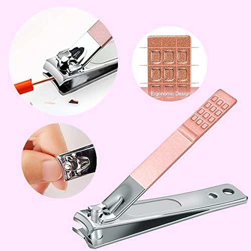 Manicure Set, Professional Women Nail Clippers Kit 4PCS£¬ Stainless Steel Nail Cutter Care Tools Professional Grooming Kits, PU Leather Travel Case £¨rose gold£©