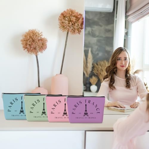 4 Pack Parisian Makeup Bag Paris Gifts for Paris Lover Travel in France Cosmetic Bag France City Toiletry Bag French Souvenirs for Women Friend Mom Sister Girls Trip Gifts Favors Christmas Birthday
