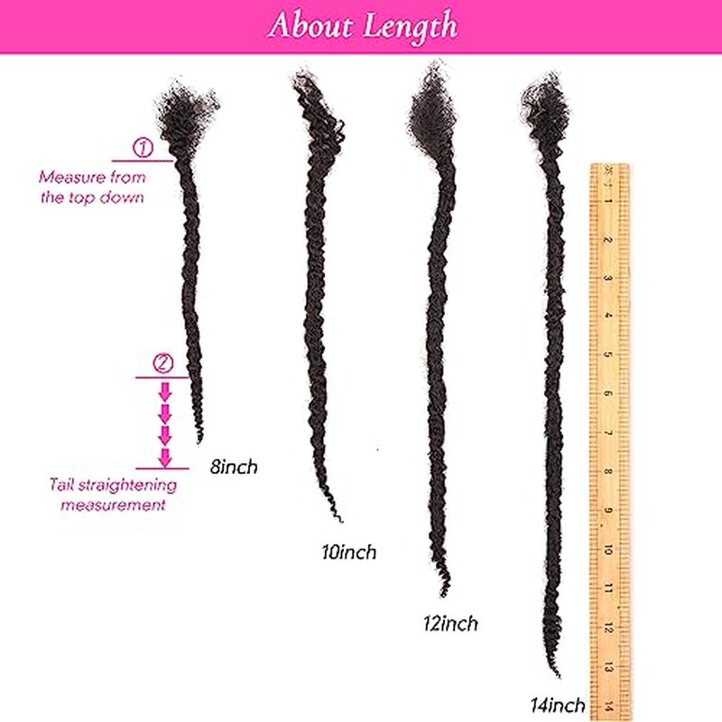 Textured Loc Extensions Human Hair, 100% Real Human Hair Dreadlock Extensions Handmade Permanent loc Extensions (#Natural Black - 0.8cm, 10 Inch 40 Strands)