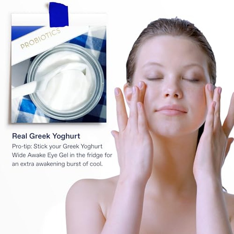 KORRES Greek Yoghurt Wide Awake Eye Gel Serum with Hyaluronic Acid and Caffeine for Dark Circles, Puffy Eyes and Under Eye Bags, Roller Massage Ball Applicator, Brightening and Hydrating, 0.51 fl oz