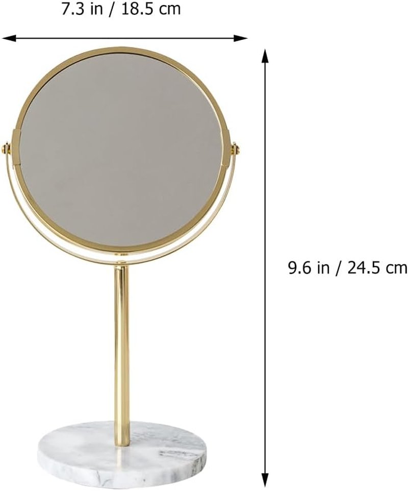 Desktop Makeup Mirror - 13.77 Inch Rotatable Cosmetic Mirror with Marble Base | High Reflectivity for Vanity & Dorm