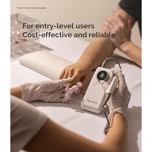 MelodySusie 2 in 1 Professional Nail Drill, 30000 RPM SC330G Electric Nail File with Kickstand for Gel Nails Polishing Removing, Portable Cordless Nail Efile for Manicure Pedicure at Home & Salon,Gold