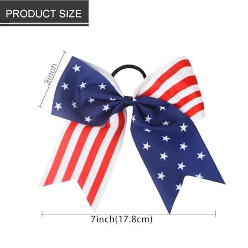 American USA Flag Cheer Bows for Girls,Red White and Blue Patriotic Flag Festival Hair Bow With Elastic Band Hair Accessories (Red 20pcs)