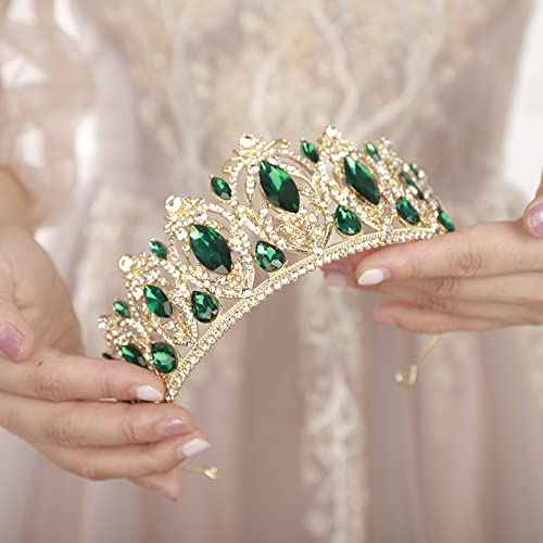 JWICOS Baroque Crowns and Tiaras Rhinestone Crystal Queen Crowns for Brides Princess Wedding Crowns Prom Halloween Costume Decorative Bridal Tiaras Hair Accessories for Women and Girls