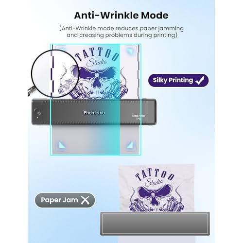 Wireless Tattoo Stencil Printer, Stencil Printers with 10pcs Transfer Paper, Tattoo Printer for Tattoo Artists & Beginners, Compatible with Tablet,Smartphone & PC,Gray