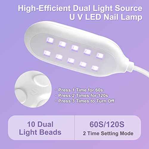 Saviland Goose Neck U V Nail Lamp: Flash Cure LED Nail Lamp 360¡Æ Rotatable Hands-Free 2-in-1 Gel Polish Curing Nail Lights with Nail Brush Holder Nail Art Nail Salon Manicure Home DIY