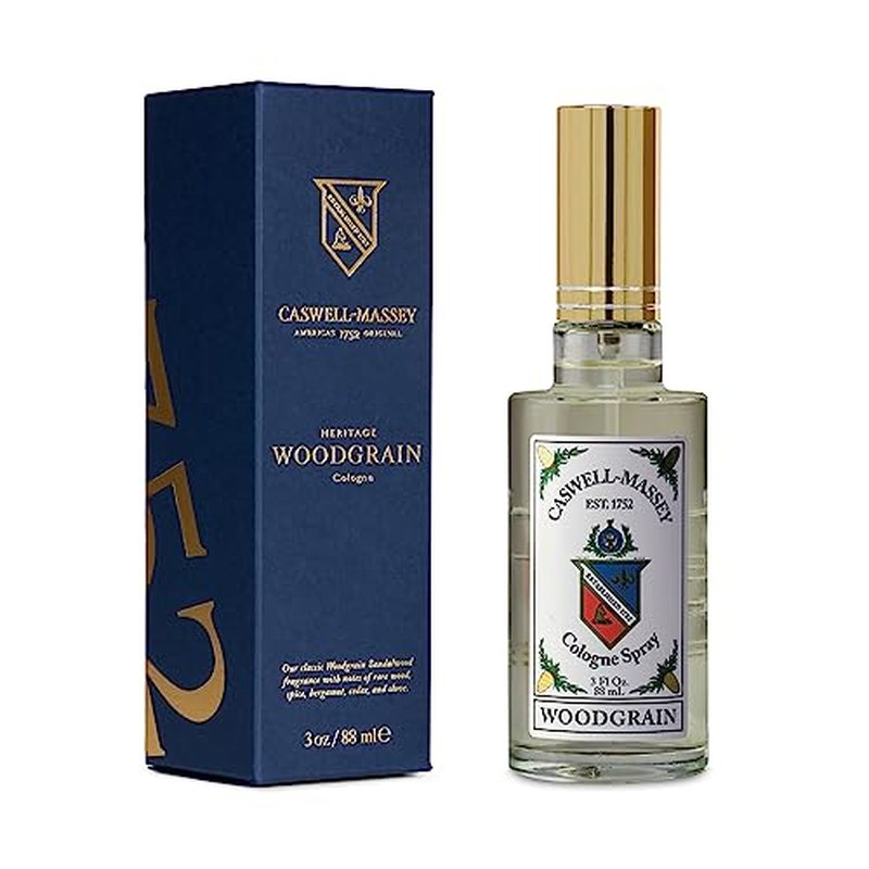 Caswell-Massey Woodgrain Sandalwood Gold Cap Cologne, Richly Sensual Santalum Album Men¡¯s Cologne with Cedary and Hints of Citrusy Musk, 3 Fl Oz
