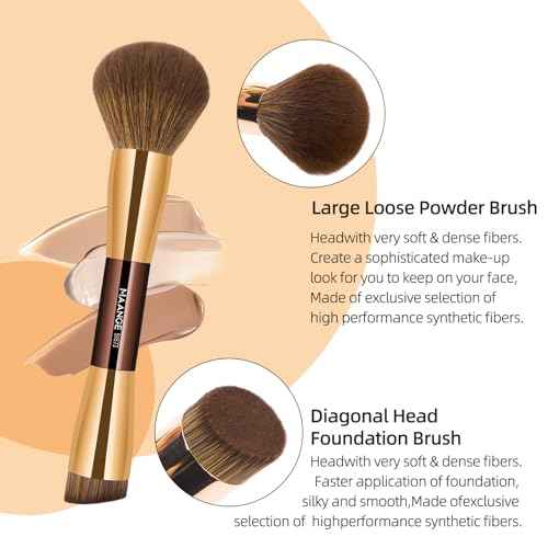 MAANGE 20 Pcs Makeup Brushes with Gift Box, Double-End Multi-functional Makeup Brushes for Blending Liquid Powder Concealer Cream Blush Buffe,Coffee Gold