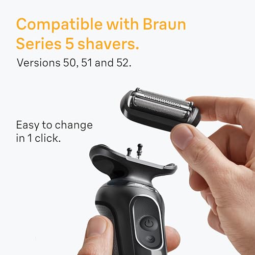 Braun Series 5 Electric Shaver Replacement Head, Easily Attach Your Shaver Head for a Shave as efficient as Day one, Compatible with New Generation Series 5 Shavers, 54B, Black