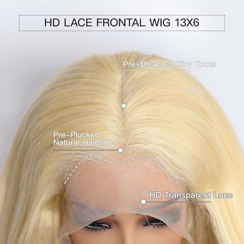 IWISH 613 13x6 Lace Front Wig Human Hair 18 Inches 200% Density Blonde Straight HD Transparent Lace Frontal Human Hair Wigs Pre Plucked for Women