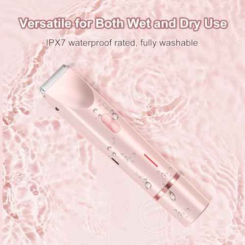 Women's Electric Shaver Bikini Trimmer for Women Razors 2-in-1 Dual Head Design IPX7 Waterproof Wet & Dry Use Body Groomer Hair Trimmer Remover for Facial Underarm Arm Face Leg Bikini (Pink)