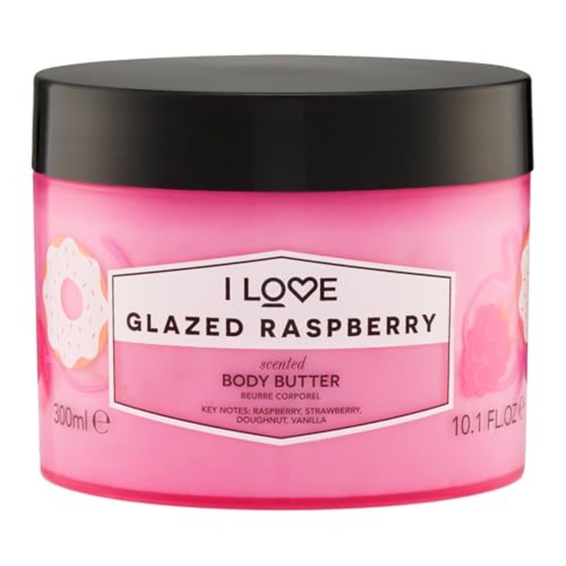 I LOVE Glazed Raspberry Scented Body Butter - Hydrating Body Butter for Dry Skin - Vitamin E and Aloe Vera - Shea Butter and Coconut Oil - 11.6 oz