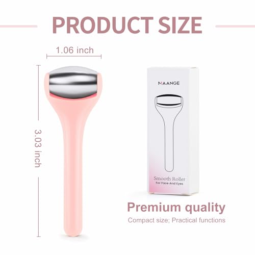 MAANGE Mini Eye & Face Rollers for Eye Massager, Stainless Steel Eye Ice Roller for Relief Puffiness Migraine Skincare Facial Roller (Pink)