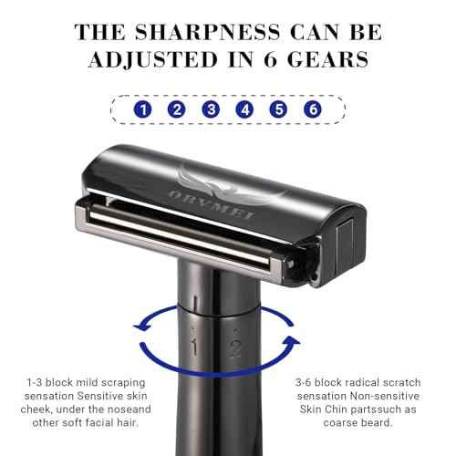 Shaving Razor - Steel Black Double Edge Safety Razor with 10 Spare Blades - 6 Speed Adjustable and 30¡Æ Angle Precision with Superior Blade Rigidity for Men and Women (Black)