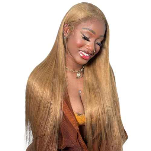 Human Hair Wig 5x5 27 Brown Yaki Wave Lace Front Wigs Dark Brown Human Hair Wig 200% Density