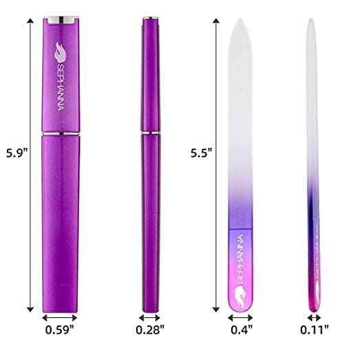 Crystal Glass Nail File with Case Pack 6, Professional Nail Files, Czech Glass Nail File Double Sided Glass Fingernail Files for Natural & Acrylic Nail Care, Nail Tool Home & Saloon Travel Friendly