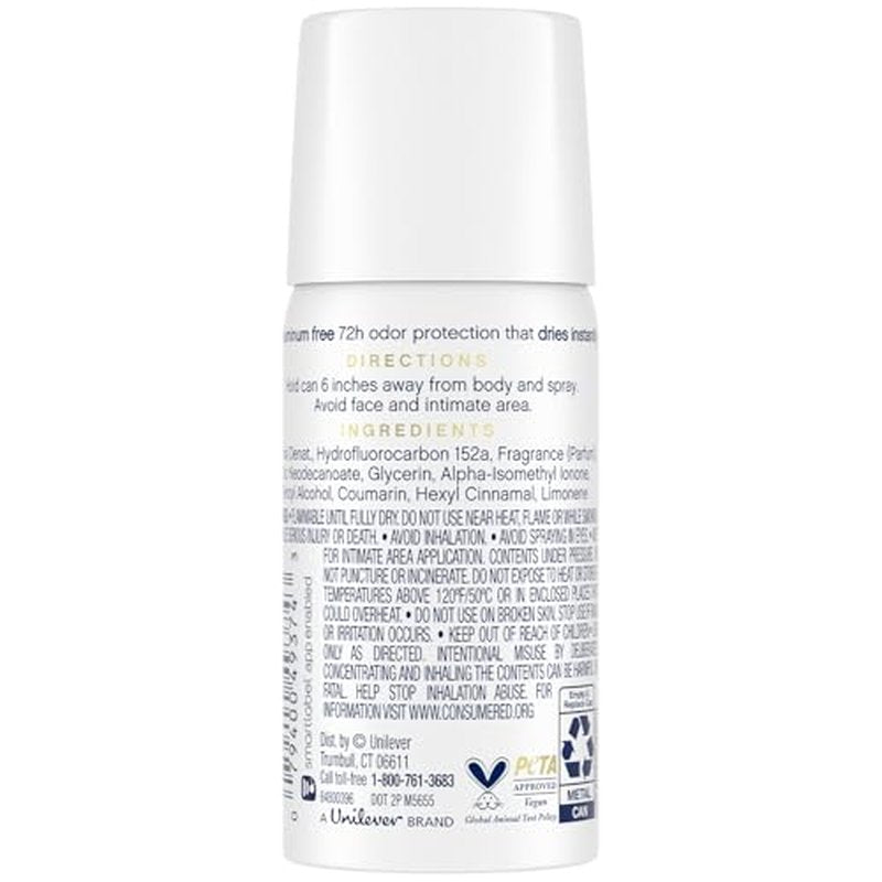 Dove Aluminum-Free Deodorant, Travel-Size Spray 32-Pack ? Cucumber & Green Tea, 1.1 Oz Ea