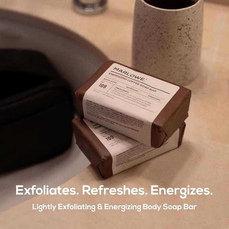 MARLOWE. No. 109 Coffee Bar Soap 7 oz (12 Bars) ? Exfoliating Body Scrub for Men with Natural Extracts, Caffeine, Coffee Bean & Cocoa Butter ? Energizing Fresh Brewed Scent