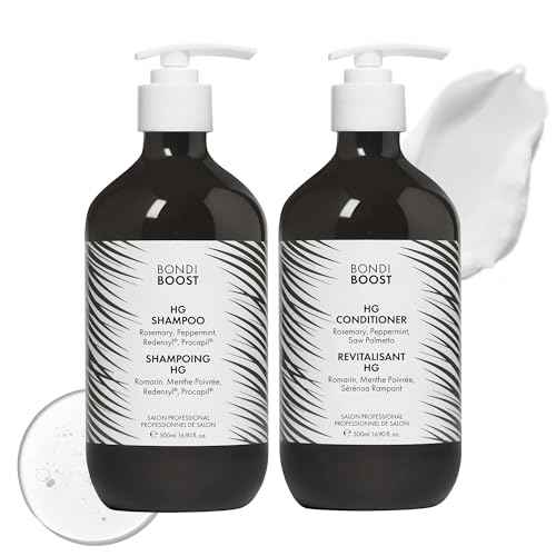 BondiBoost HG Anti-Thinning Shampoo Conditioner Set [16.90 fl oz each], Clinically Tested to Promote Fuller + Thicker-Looking Hair for Women & Men, Procapil, Redensyl & Rosemary Formula, Sulfate-Free