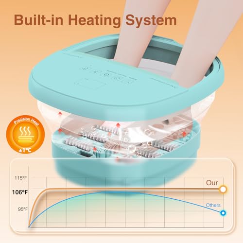 Pedicure Foot Spa with Bubble and Heat,Collapsible Foot Soaking Tub with Remote Control,Pedicure Tools for Feet,Foot Bath Soak Tub Gift for Women/Men,Mom/Dad