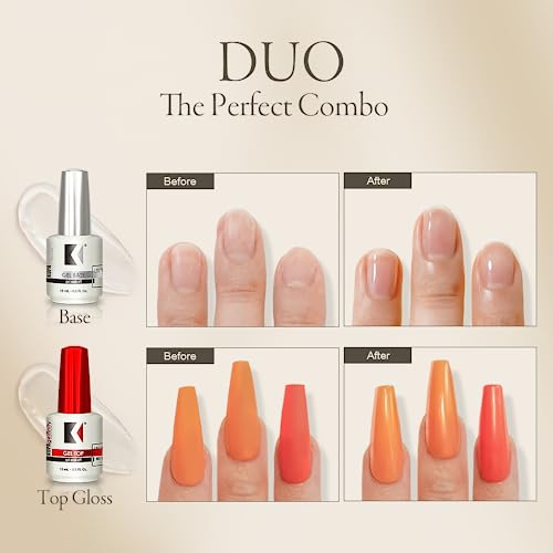 KUPA Gelfinity - Soak Off Gel - Base & Glossy Top & Matte Top Coat (No-Wipe) 0.5 Fl Oz (Clear (Base + Gloss), 0.5 Fl Oz (Pack of 2))