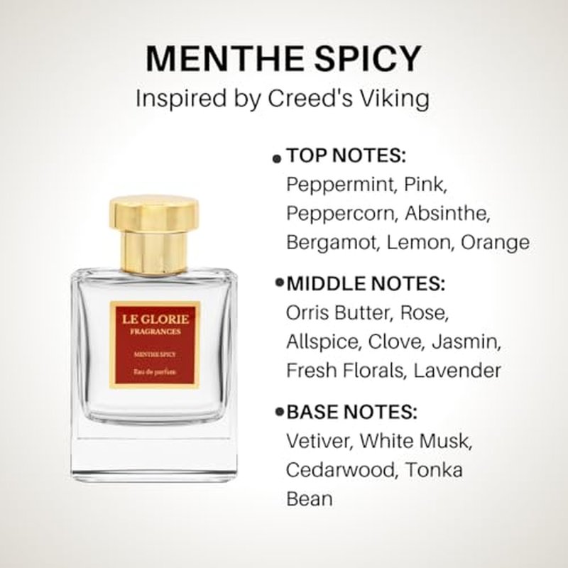 Inspired by Creed's Viking, Menthe Spicy EDP, Long Lasting 12-14 Hours Perfume Spray for Men, Women, All Skin Types, Cruelty Free - 1.7oz 50ml