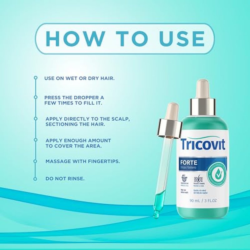 Tricovit Forte Drops - Follicle Stimulating Hair Serum - Hair Growth Serum with Saw Palmetto, Pumpkin Seed & Capsaicin - Dry Scalp Treatment to Regulate Sebum & Prevent Thinning (3 Fl oz)