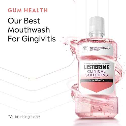 Listerine Clinical Solutions Gum Health Antiseptic Mouthwash, Antigingivitis & Antiplaque Oral Rinse Kills Germs for Healthier Gums, Reduces Gingivitis in 1 Week, ICY Mint, Twin Pack, 1 L, 2 Pack