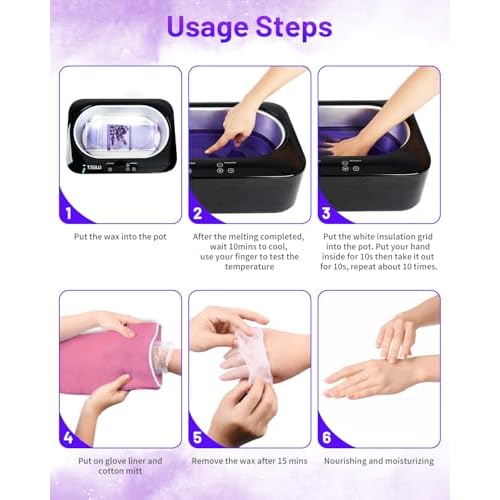 Upgraded Paraffin Wax Machine for Hand and Feet 4000ML, Teglu Paraffin Bath Moisturizing Kit with 3X 450g Paraffin Wax Refill for Hand and Foot Spa at Home, Paraffin Wax Warmer Black