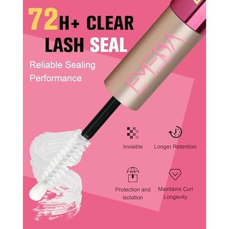 Lash Cluster Glue, Lash Bond and Seal for DIY Eyelash Extensions 2-in-1 Bond and Seal Strong Cluster Glue for Individual Eyelashes Latex Free by EMEDA (Black+Clear)