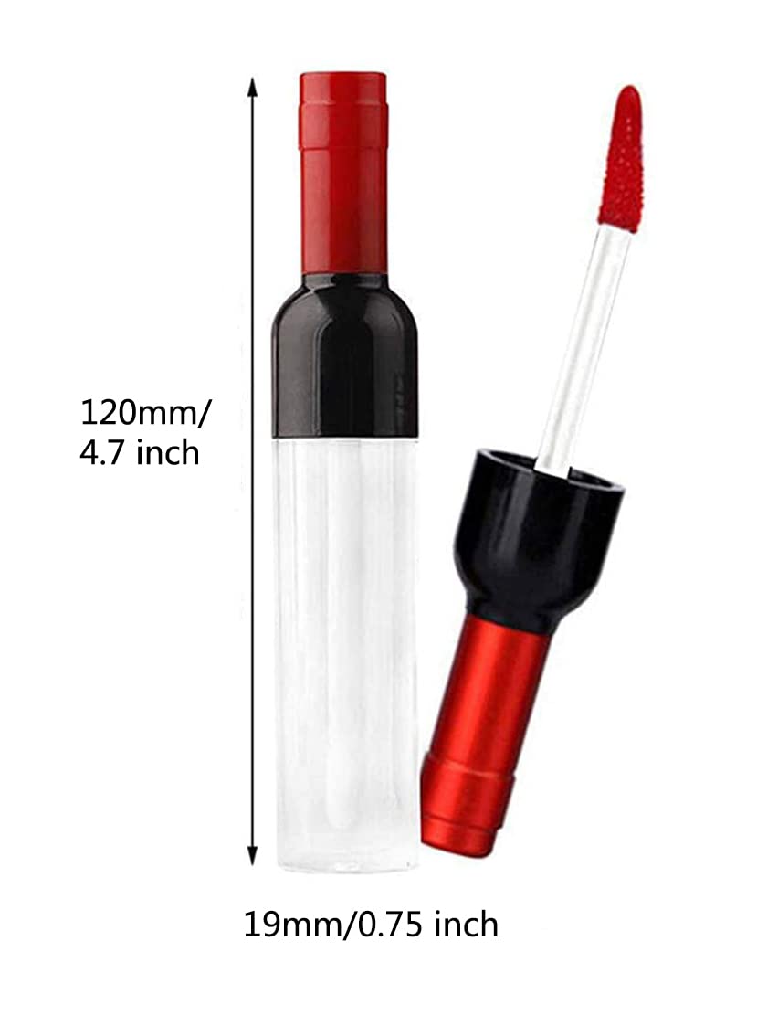 Healthcom 10 Pcs 5ml Empty Wine Bottles Shaped Plastic Lip Gloss Tubes Vials Mini Refillable Clear Lip Glaze Tubes Lipgloss Bottles Holder DIY Liquid Lipstick Tube Lip Oil Bottle Container for Woman Girl Makeup