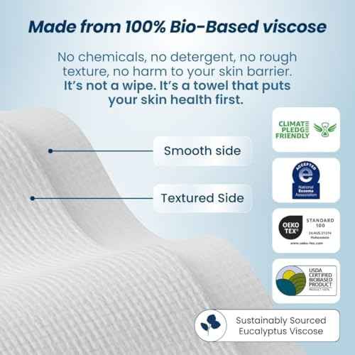Clean Skin Club Clean Towels®, 100% USDA Biobased Face Towel, Disposable Face Towelette, Eczema Association Accepted, Makeup Remover Dry Wipes, Ultra Soft, 25 ct per pack, 2 Packs, 50 Ct Total