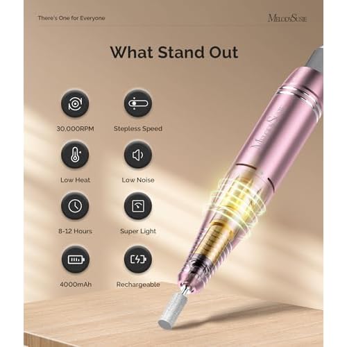 MelodySusie Professional Rechargeable Nail Drill 30000 RPM, Electric Nail File for Shaping, Removing & Polishing Gel Nails, Lightweight & Easy to Use, Ideal for Home & Salon Manicure Pedicure, SC300F