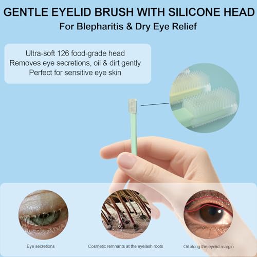 Eyelid Brush with Soft Silicone for Sensitive Eyelids,Gently Deeply Clean Eyelid Margins,Removes Dirt,Oil.Blepharitis,MGD and Dry Eyes Relief,Lid Scrub Device,Eyelid Cleanser Partner (5pcs)