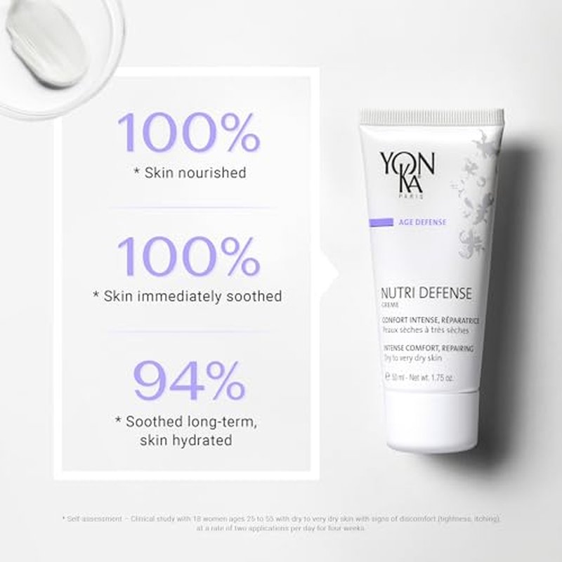 Yonka Nutri-Defense Creme, Nourishing Dry Skin Facial Moisturizer, Rich Shea Butter Treatment Cream with Prebiotics and Probiotics, Dry and Sensitive Skin, Paraben-Free