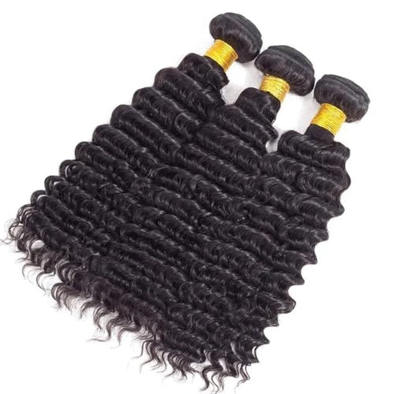 30 30 30 Inch Natural Black Color Raw Loose Deep Wave Bundles Human Hair Unprocessed Brazilian Virgin Hair Extensions