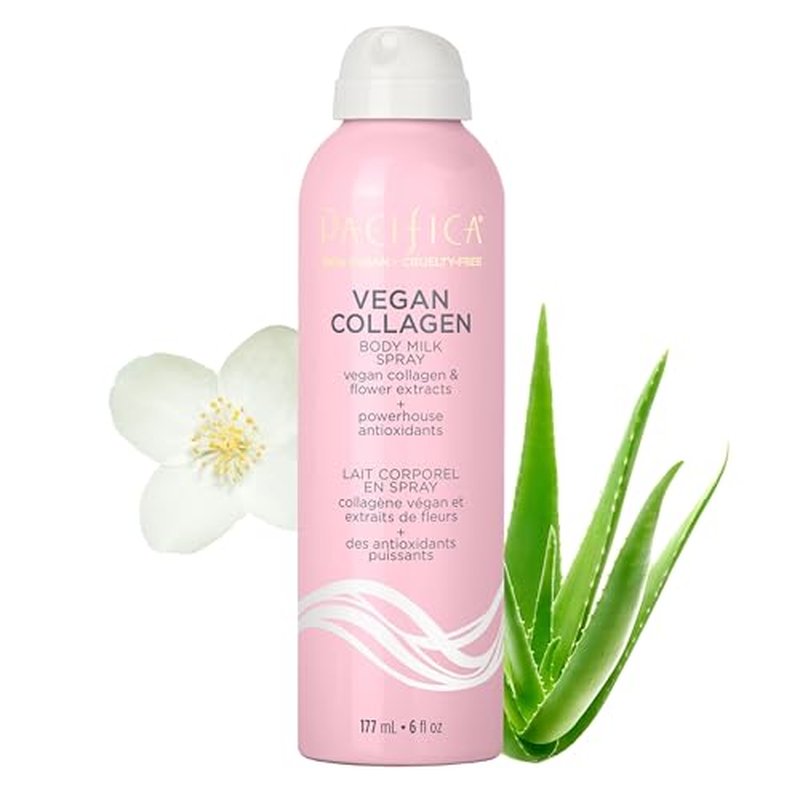 Pacifica Spray Lotion for Body - Vegan Collagen Body Milk Spray ? Hydrating Moisturizer Mist Fast-Absorbing Instantly Hydrates & Softens Skin Jasmine & Vanilla Natural Scent Clean Beauty Non-Aerosol