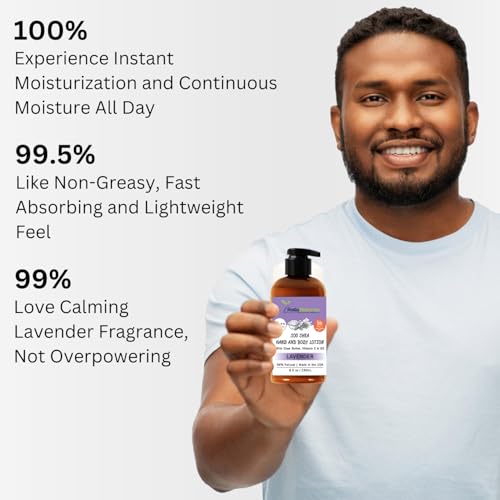 RaGaNaturals Lavender Shea Butter Hand and Body Lotion, 8 Fl Oz - Moisturizing, Plant-Based, Vegan, with Argan, Avocado Oil & Vitamin E