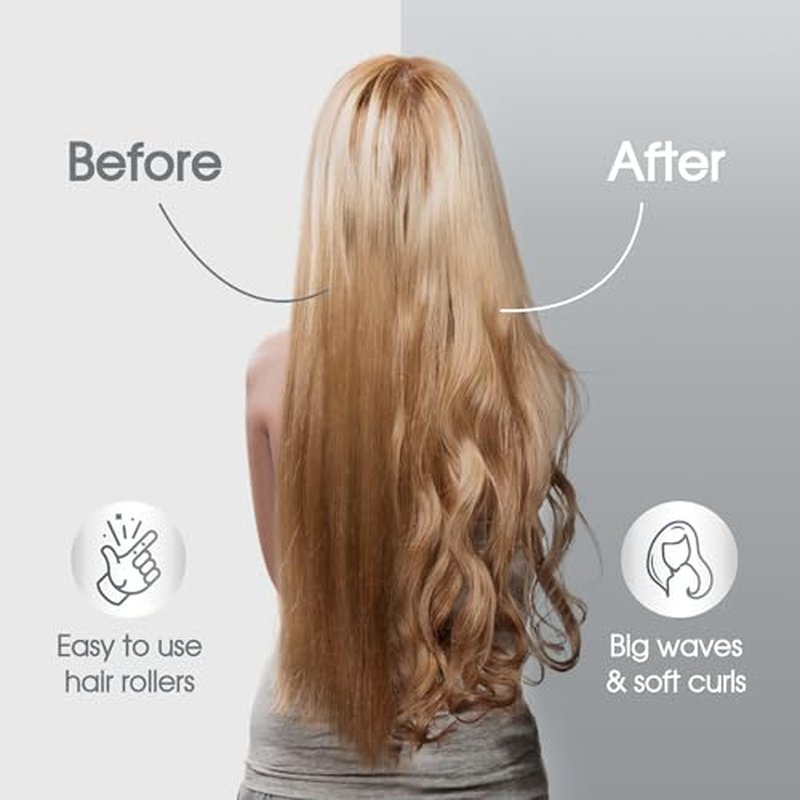 Self-Grip Ceramic Ionic Thermal Hair Rollers Set - 18 Velcro Rollers for Long and Short Hair, Blowout Look, Salon Quality