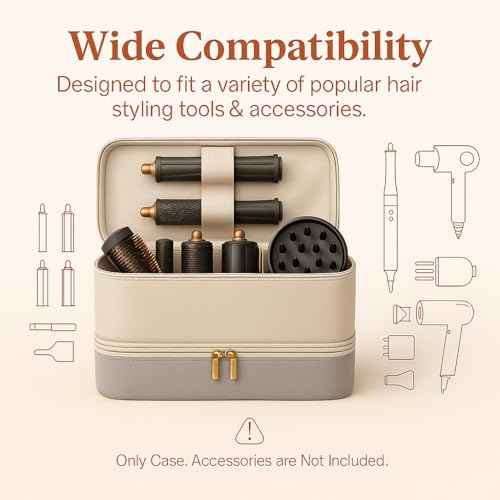 for Dyson Airwrap Travel Case, Shark Flex Style Case, Hair Dryer Travel Bag, Shark Hair Dryer Storage, Airstraight Air Wrap Flexstyle Fusion Organizer, Dyson Travel Bag (Beige & Gray)