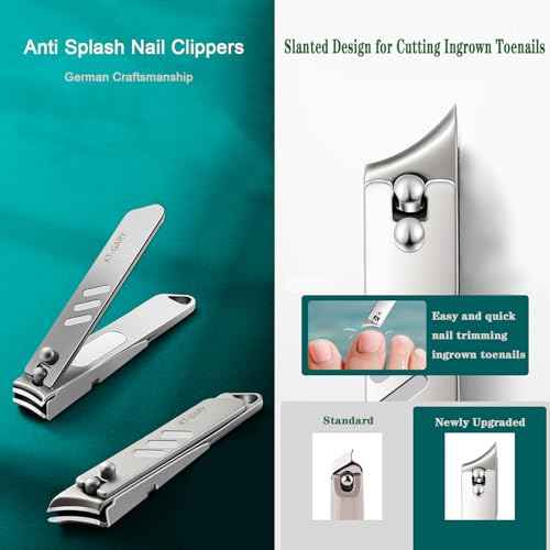 Nail Clippers Set,4pcs Anti Splash Nail Clippers with Nail File,Professional Stainless Steel Finger&Toenail Clippers Nail Cutter for Men& Women