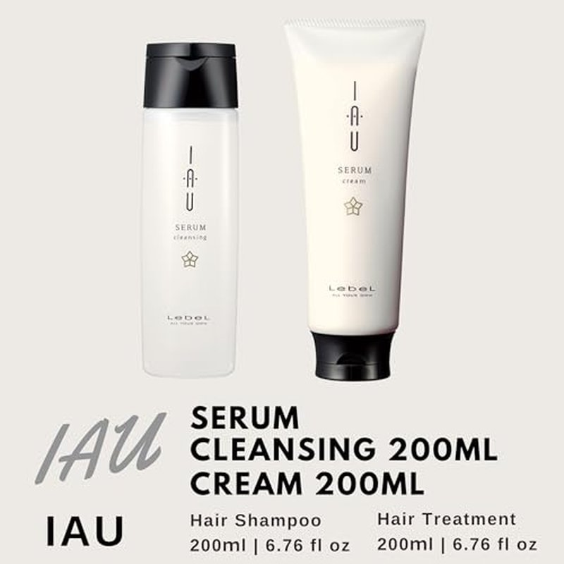 Lebel IAU Serum Cleansing Hair Shampoo 200ml & Lebel IAU Serum Cream 200ml Set (Green Tea Set)