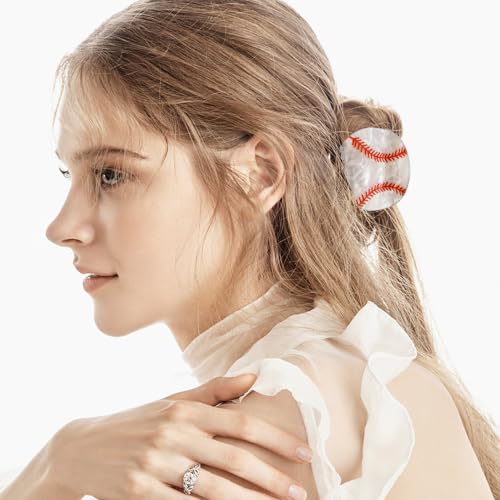 4 PACK Baseball Basketball Hair Claw Clips for Women, Bowling Football Hairpins, Medium Size Acetate Hair Clips, Non-Slip Sports Hair Barrettes Strong Hold Jaw Clips Hair Accessories for Women Girls