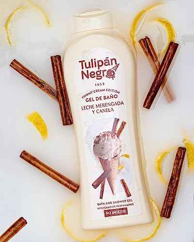 Tulipan Negro Merengue Milk & Cinnamon Body Wash - Hydrating & Soothing Shower Gel, Long-Lasting Fragrance, 21.9 oz