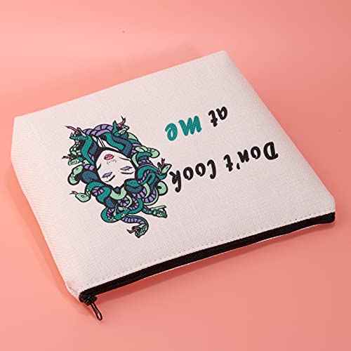 JXGZSO Funny Snake Women Cosmetic Bag Greek Makeup Zipper Pouch Snake Hair Lady Travel Bag Greek Mythology Gift