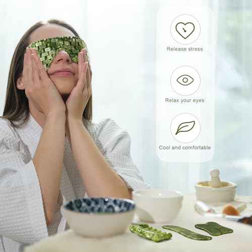 Weysat 4 Pcs Gua Sha Facial Tools Set Jade Eye Mask Facial Jade Massage Comb Scrap Massage Tool Guasha Stone Board Multifunctional Gua Sha Comb for Spa Acupuncture Therapy Esthetician Essentials