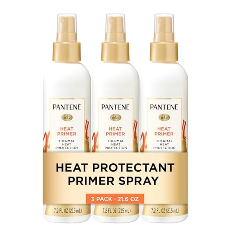 Pantene Pro-V Heat Protectant Spray, Thermal Heat Primer for Hair, Pack of 3, 21.6 oz total
