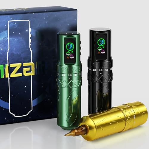 DKLAB Mizar Tattoo Pen Machine,Rotary Tattoo Gun Kit Load Strong Japanese Coreless Motor,Stroke Adjustable Start from 2.7mm to 4.5mm,2 Pieces of 1800mAh Battery Pack (Black)