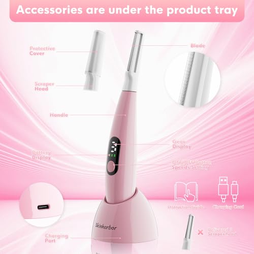 Sonic Dermaplane Razor for Women Face,Women¡¯S Facial Exfoliation & Peach Fuzz Hair Removal System,Anti-Aging?3 Speeds?8 Dermaplaning Blades?Rechargeable,Sonic Dermaplaning Tool